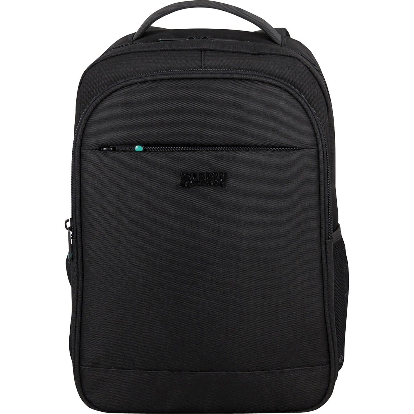 Direct front view of Urban Factory DAILEE backpack showing sleek black design and brand logo-alternate-image2