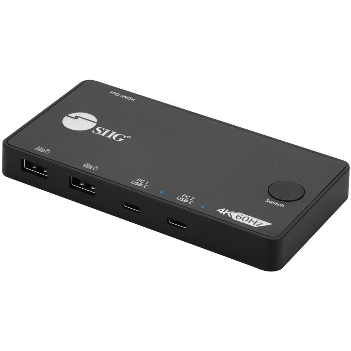 SIIG CE-KV0B11-S1 2x1 USB-C 4K Video KVM Switch Résolution 3840 x 2160 Garantie de 2 ans