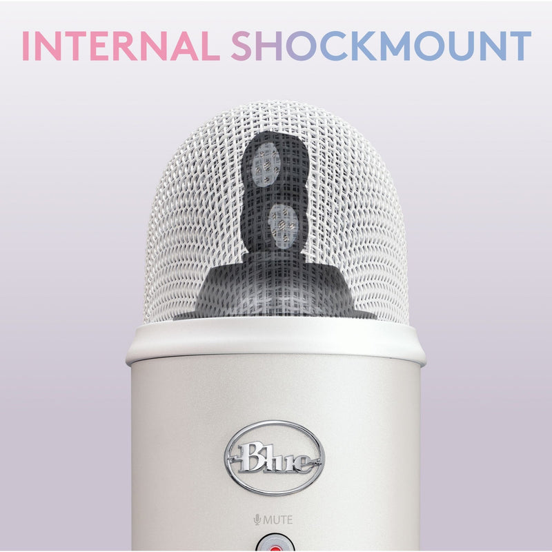 Close-up of Blue Yeti microphone capsule with internal shock mount