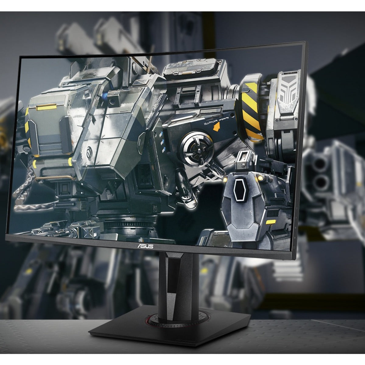 ASUS TUF Gaming VG27VQM monitor displaying detailed gaming graphics with mechanical elements-alternate-image7