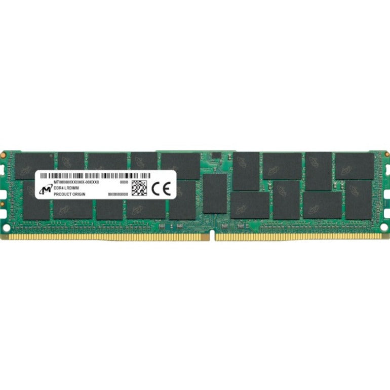 Crucial 128GB DDR4-3200 LRDIMM server memory module with green PCB and black heat spreaders-alternate-image1