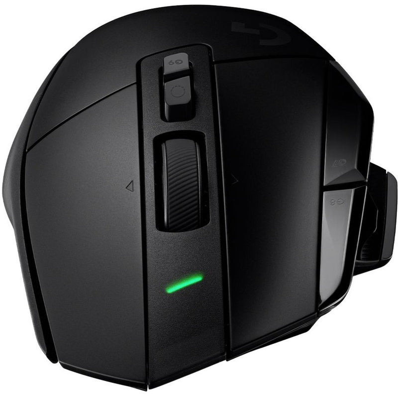 Top view of Logitech G502 X gaming mouse showing button layout and ergonomic design