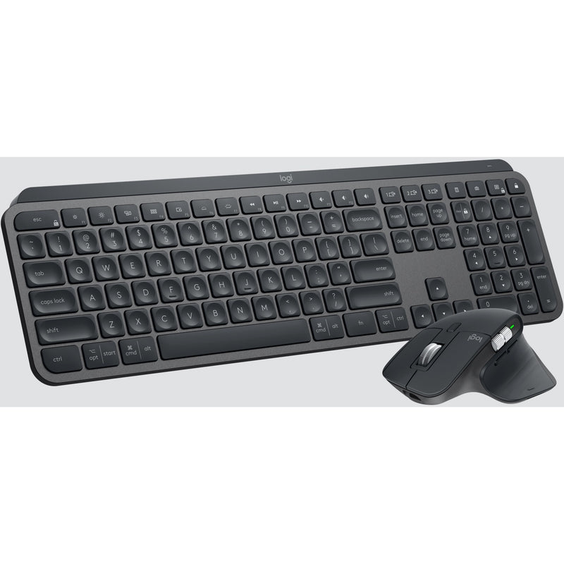 MX Master 3S mouse shown alongside Logitech business keyboard