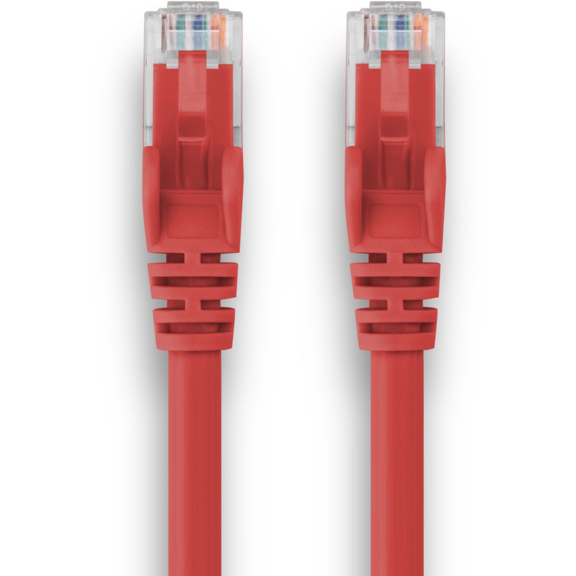 Detailed view of red Cat.6 cable snagless boot design and strain relief features-alternate-image2