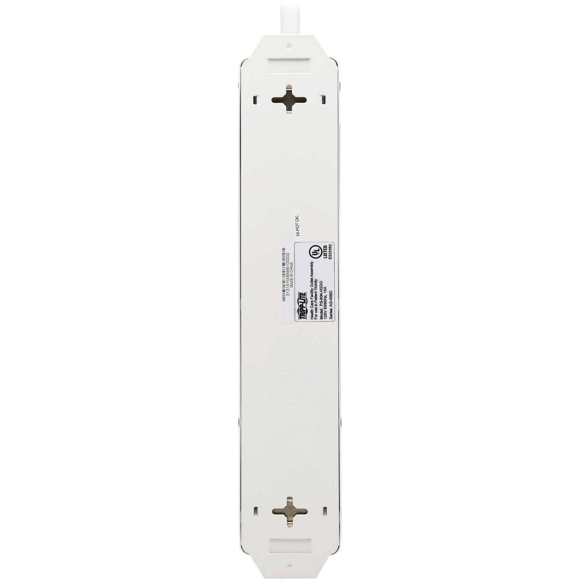 Tripp Lite PS-606-HGDG Safe-IT 6-Outlets Power Strip, 1800W, 120V AC, 15A, 6ft Cord, White