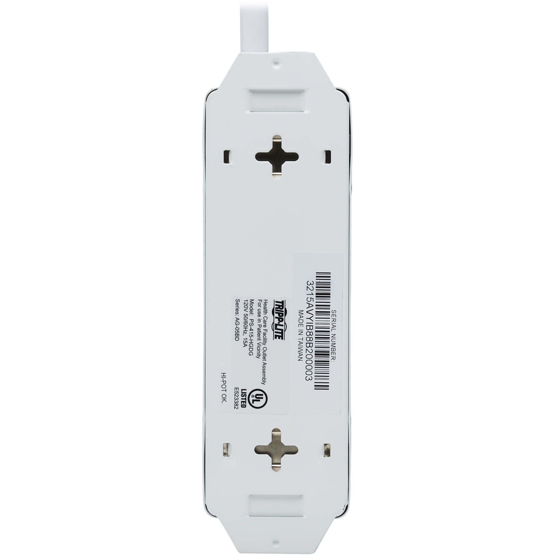 Tripp Lite PS-415-HGDG Safe-IT 4-Outlets Power Strip, 1800W, 15A, 15ft Cord, White