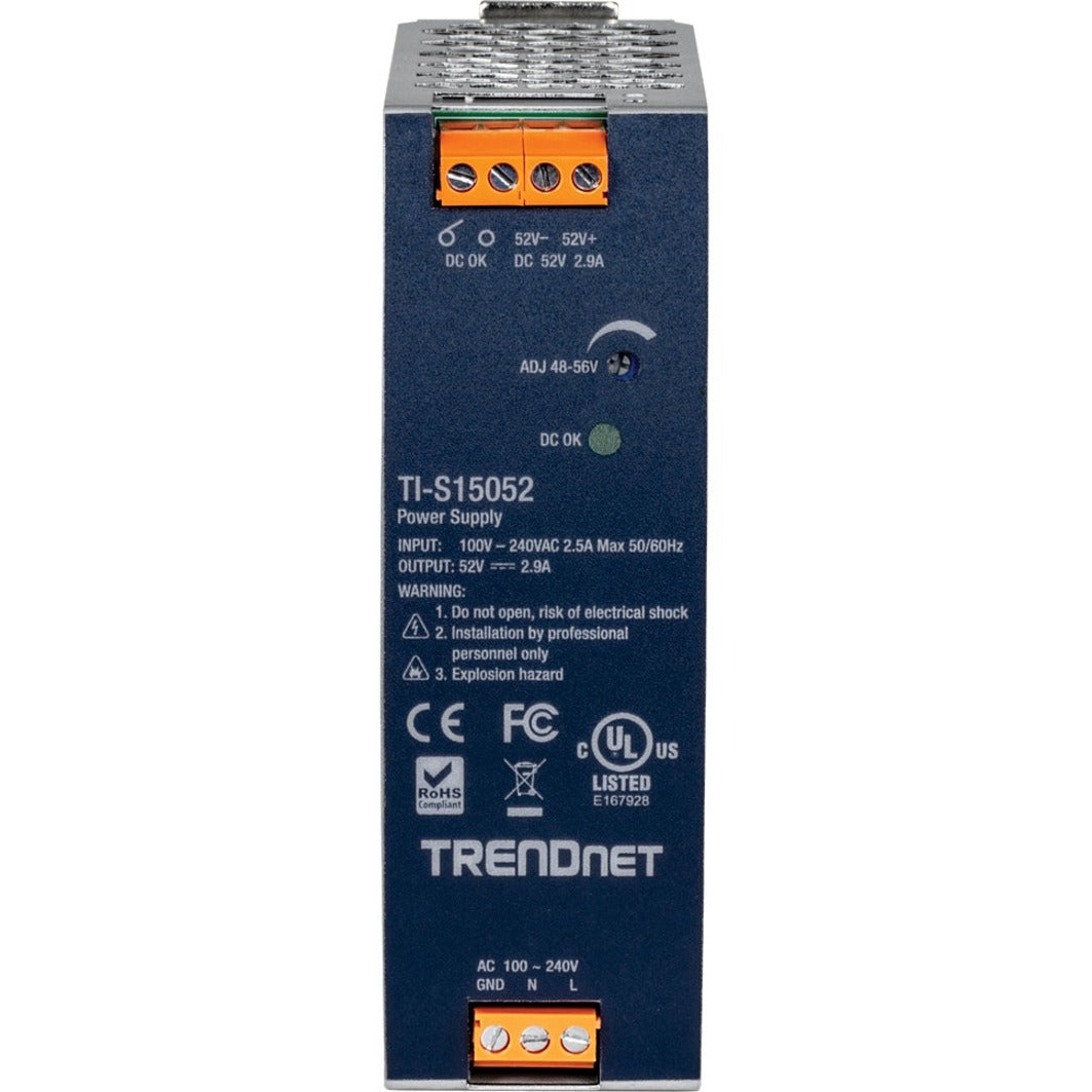 Trendnet Ti-s15052 150w 52v Dc 2.89a Ac A Dc Din-rail Fuente De Alimen 