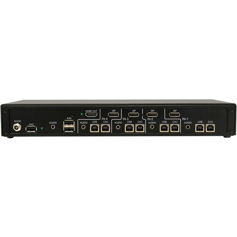 Rear view of Tripp Lite Secure KVM Switch showing multiple isolated ports and connections