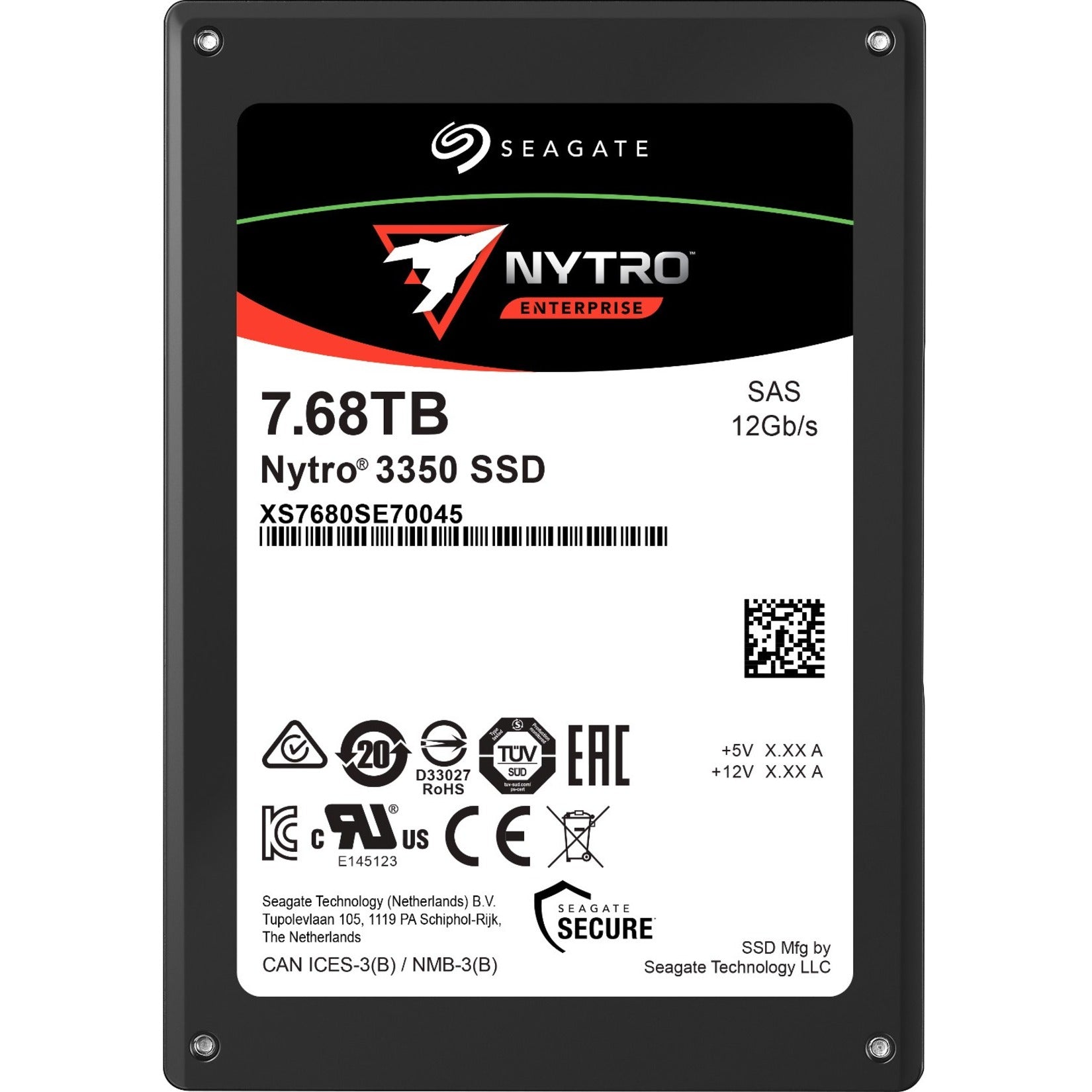 SeagateXS7680SE70045Nytro3350SolidStateDrive,7.68TB,12Gb/sSAS,5YearWarranty