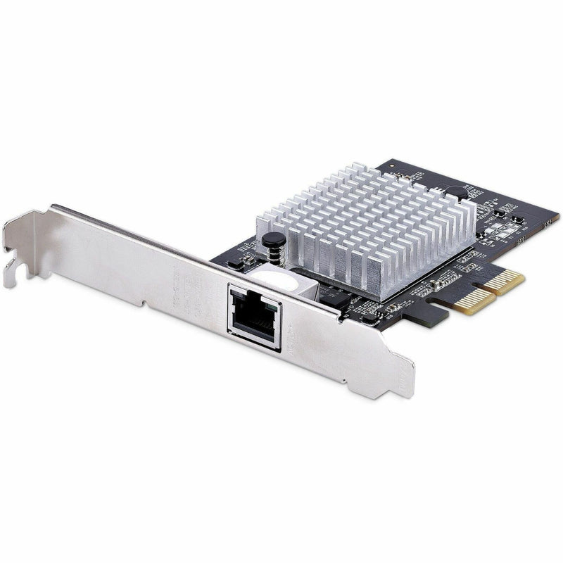 StarTech.com 10 Gigabit Ethernet PCIe card with aluminum heatsink and RJ-45 port, side view