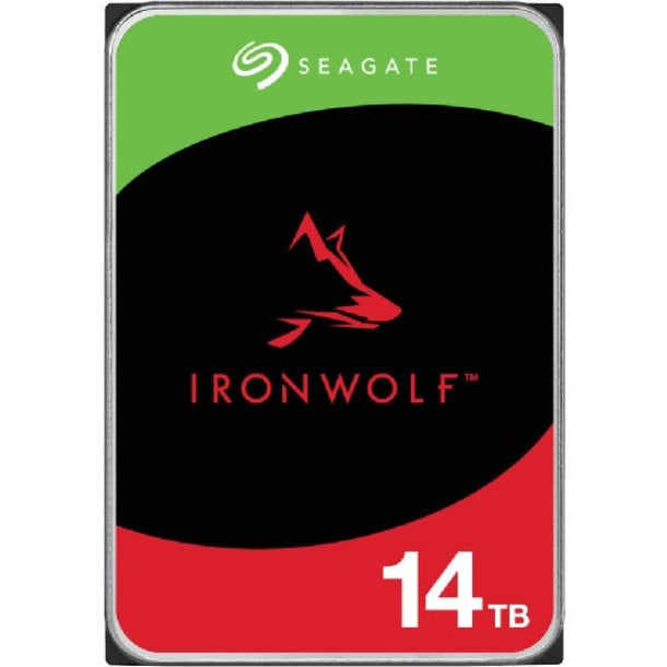 Seagate IronWolf Pro 14TB NAS hard drive front view showing red and green branding design-alternate-image1