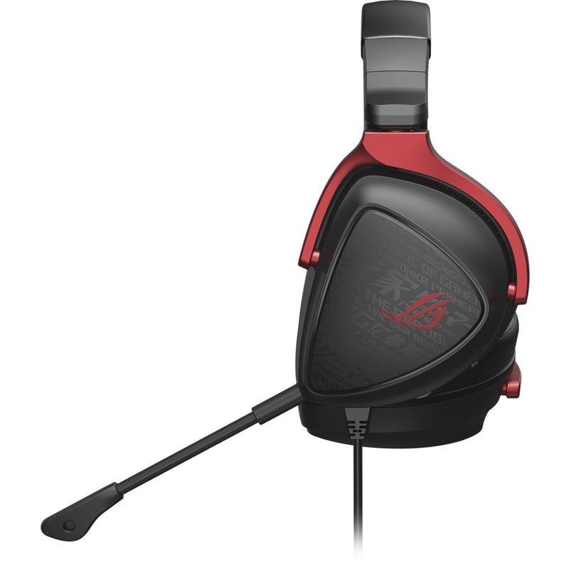 Side profile of ROG Delta S Core headset showing the sleek contours and microphone placement