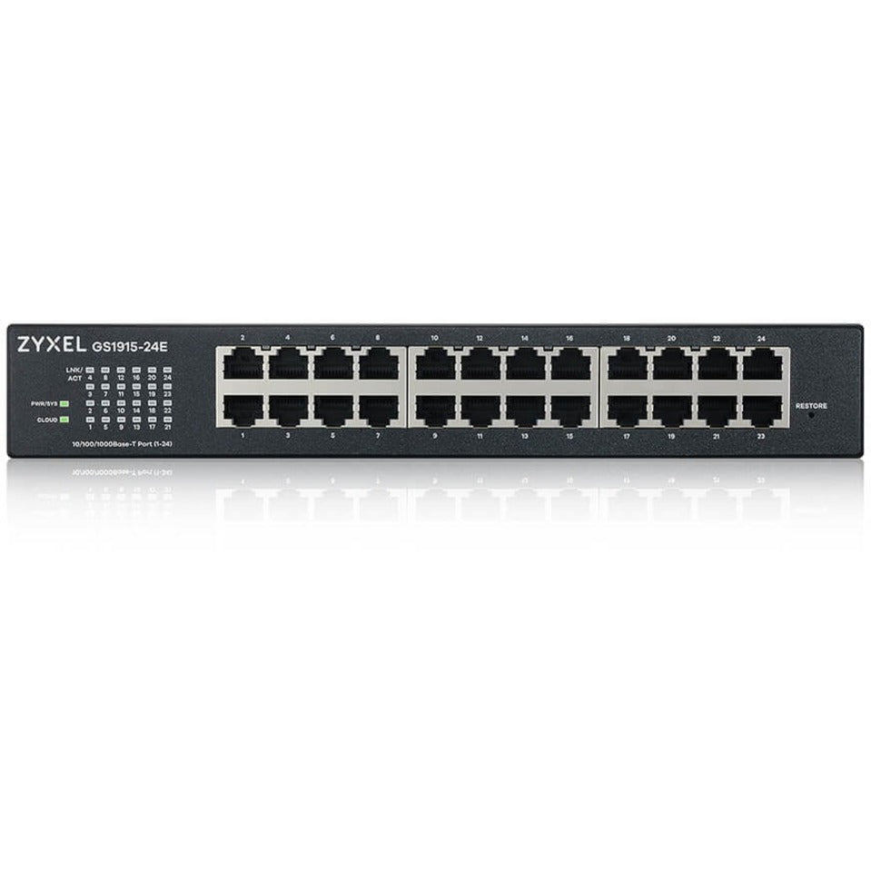 ZYXEL GS1915 24-Port Gigabit Ethernet Smart Managed Network Switch, Business-Grade, Fanless Design, Cloud-Managed, Wall/Rack Mountable - GS1915-24E (Lifetime Warranty)