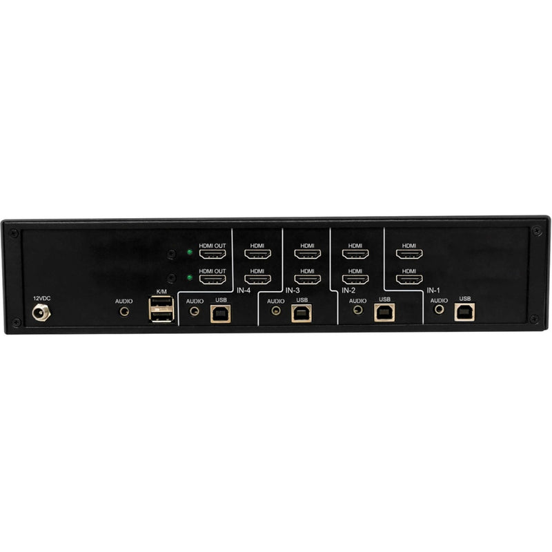 Rear panel view of Tripp Lite KVM Switch showing HDMI, USB, and audio ports