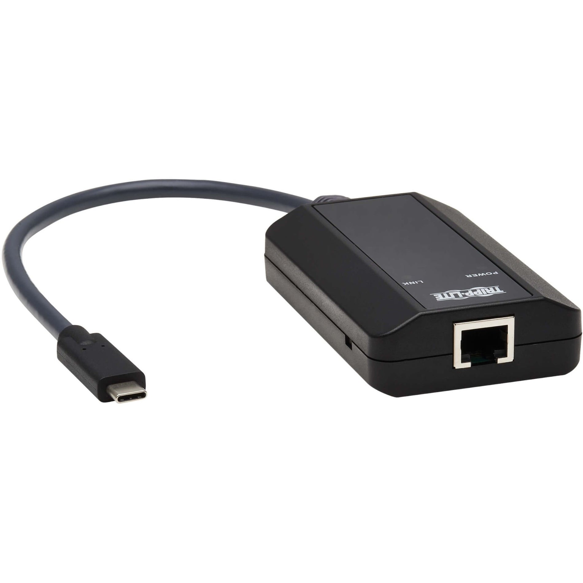 Front view of Tripp Lite B055-001-C USB-C to RJ-45 KVM adapter showing USB-C cable and RJ-45 port-alternate-image1