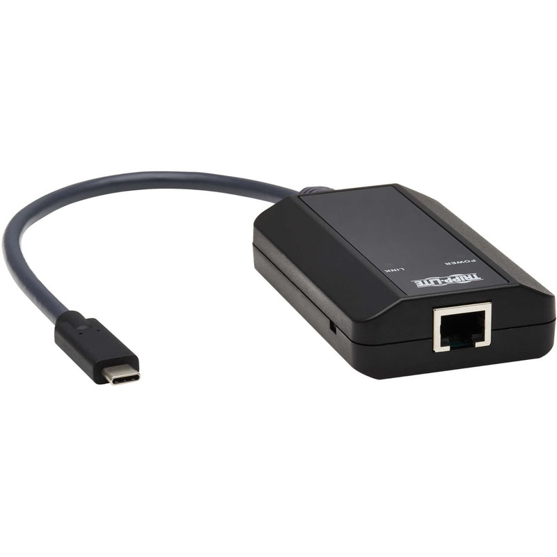 Front view of Tripp Lite B055-001-C USB-C to RJ-45 KVM adapter showing USB-C cable and RJ-45 port