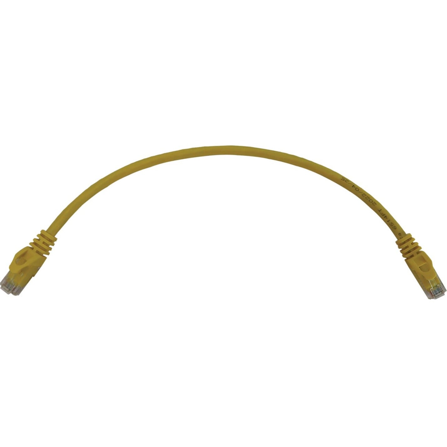 Yellow Cat6a network cable with RJ45 connectors showing full cable length-alternate-image1