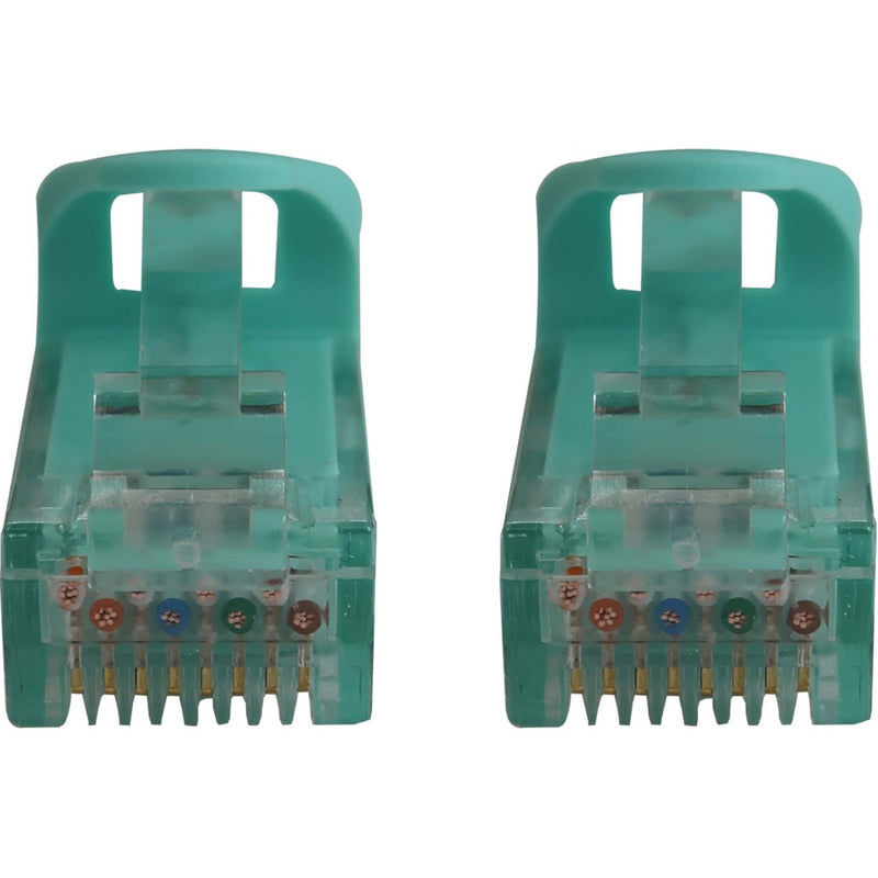 Detailed view of Cat6a RJ45 connector internal wiring and contacts