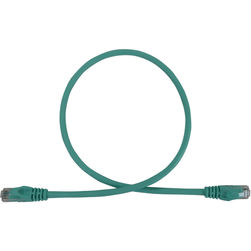 2-foot aqua Cat6a ethernet cable with RJ45 connectors showing full cable loop