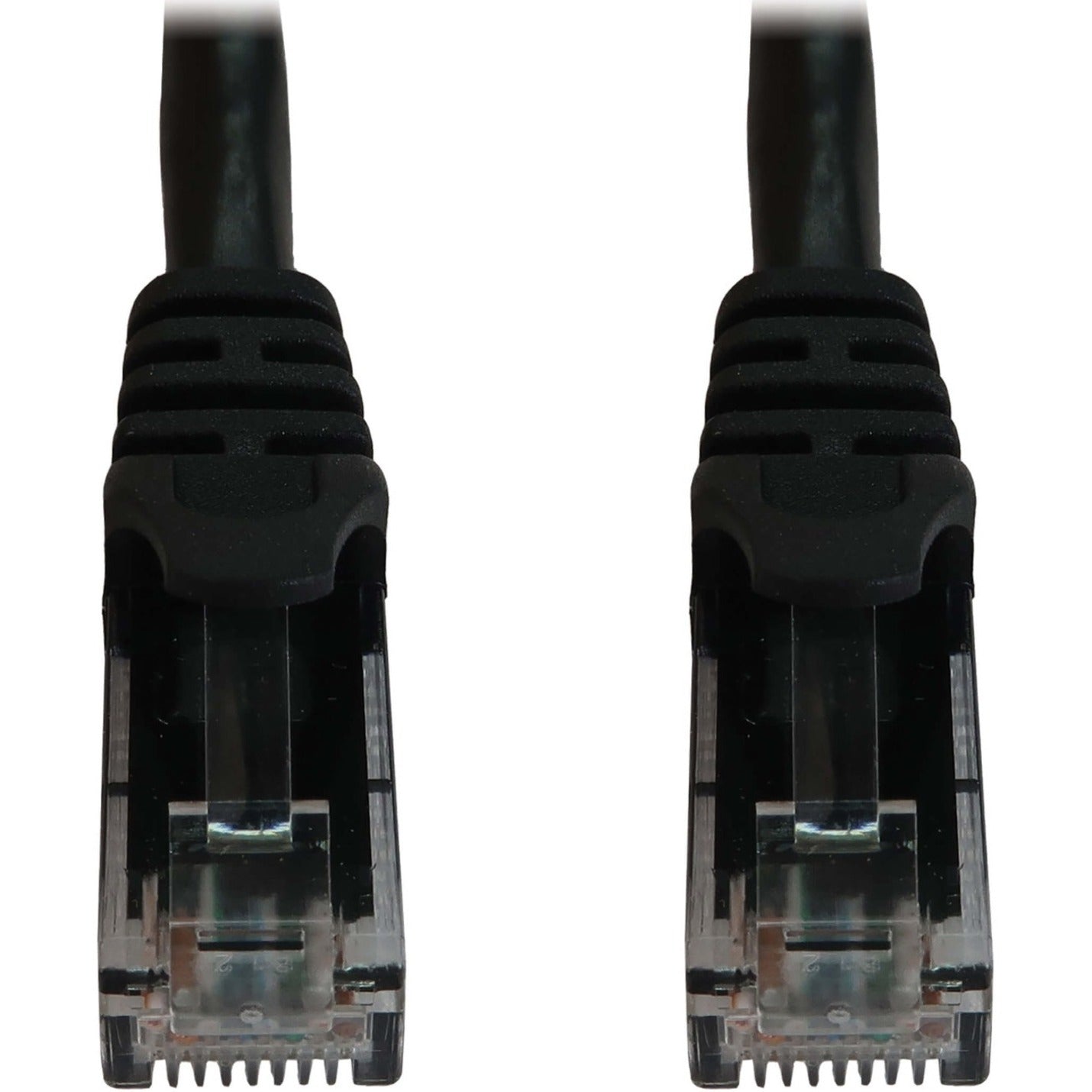 Close-up view of Cat6a RJ45 connector showing gold-plated contacts and snagless boot-alternate-image2