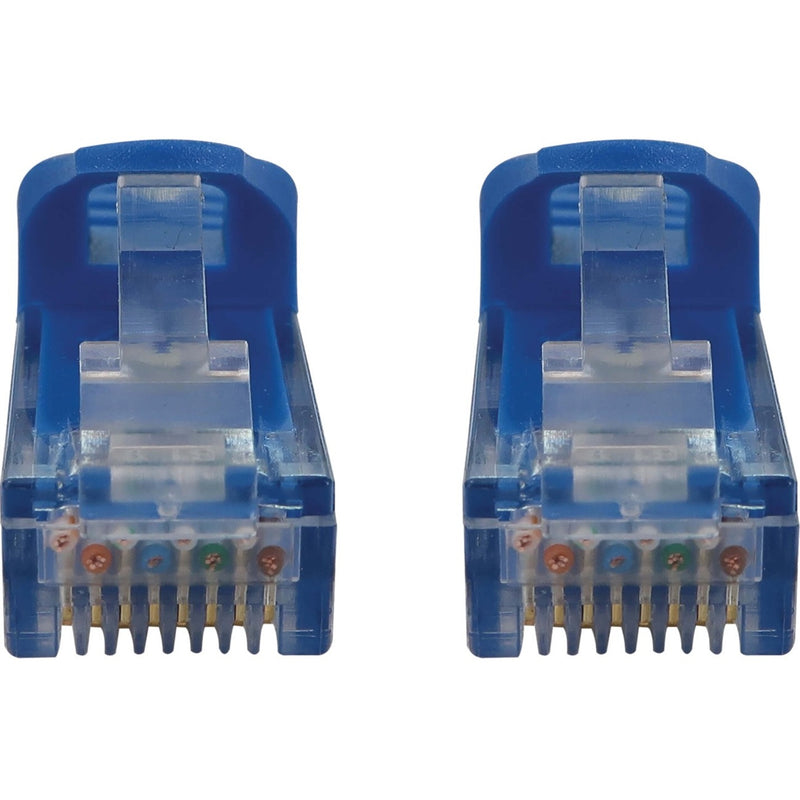 Detailed view of RJ45 connector contacts and internal wiring