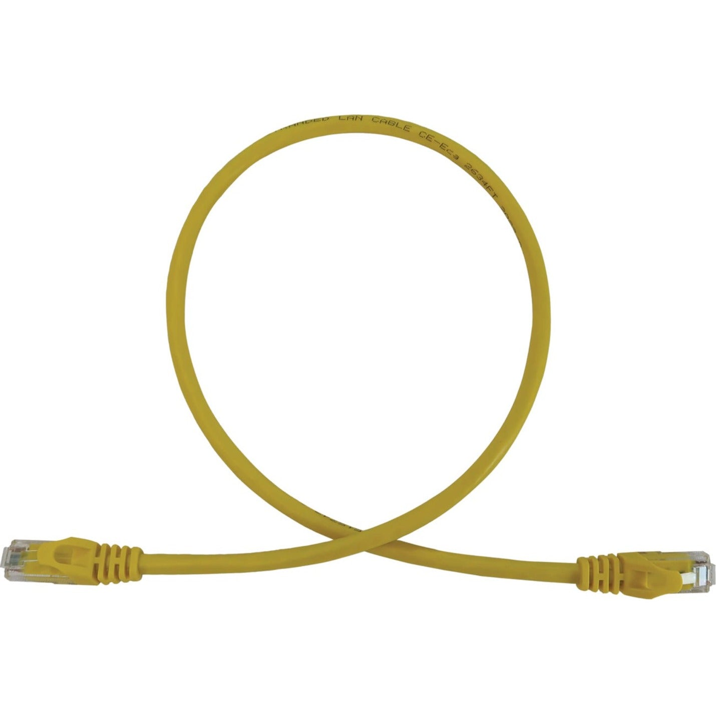 Yellow Cat6a ethernet cable with RJ45 connectors showing full cable length-alternate-image1