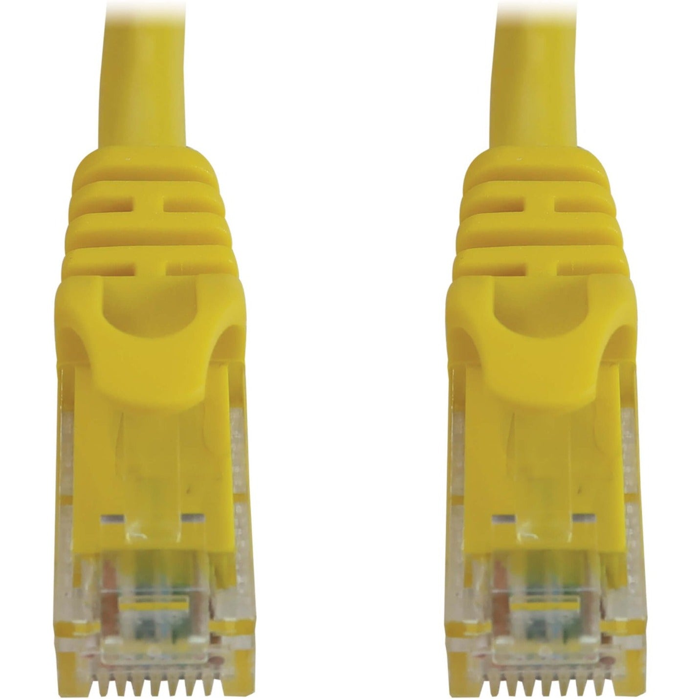 Close-up view of yellow snagless RJ45 connector showing protective boot design-alternate-image2