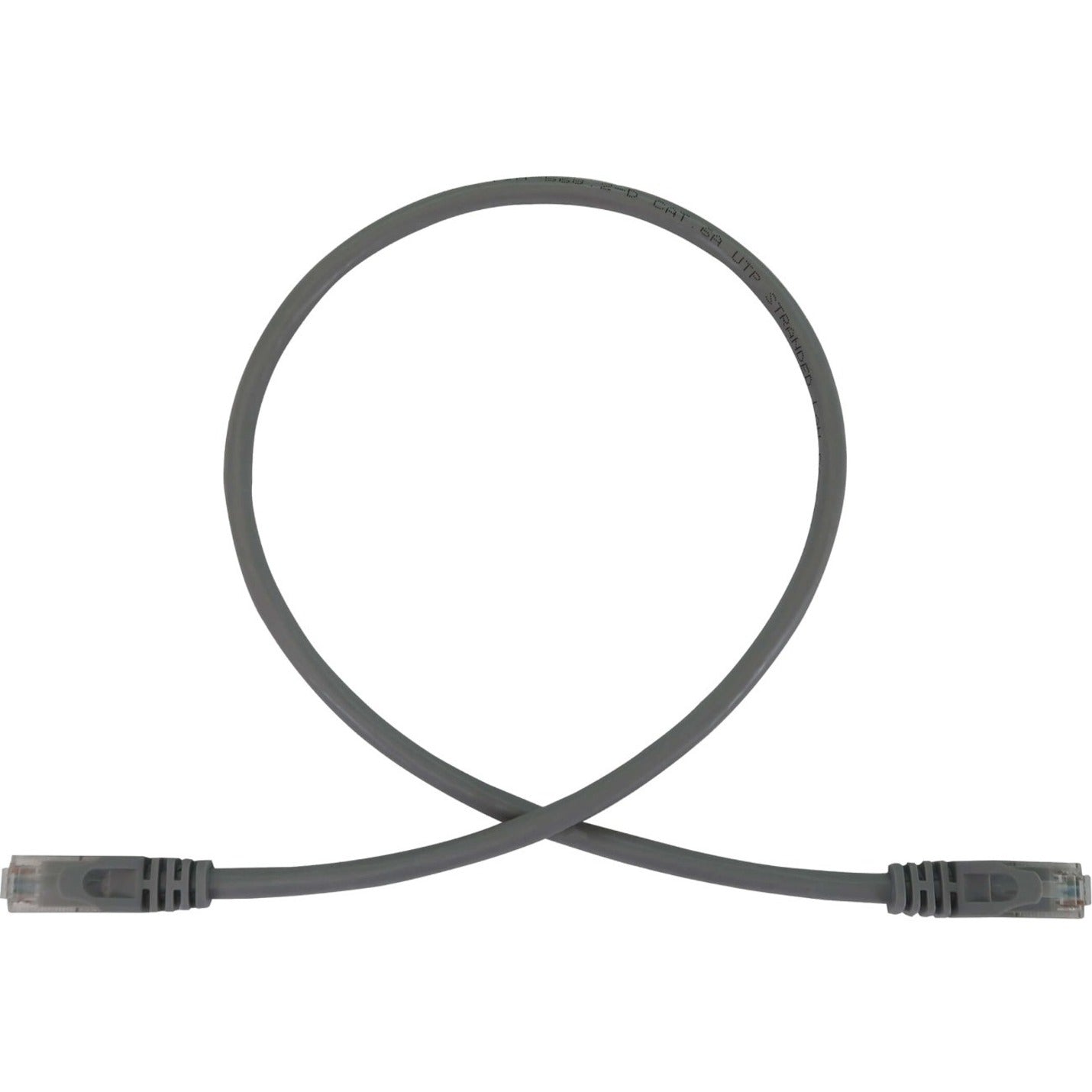 Gray Cat6a network cable with RJ45 connectors shown in full length against white background-alternate-image1