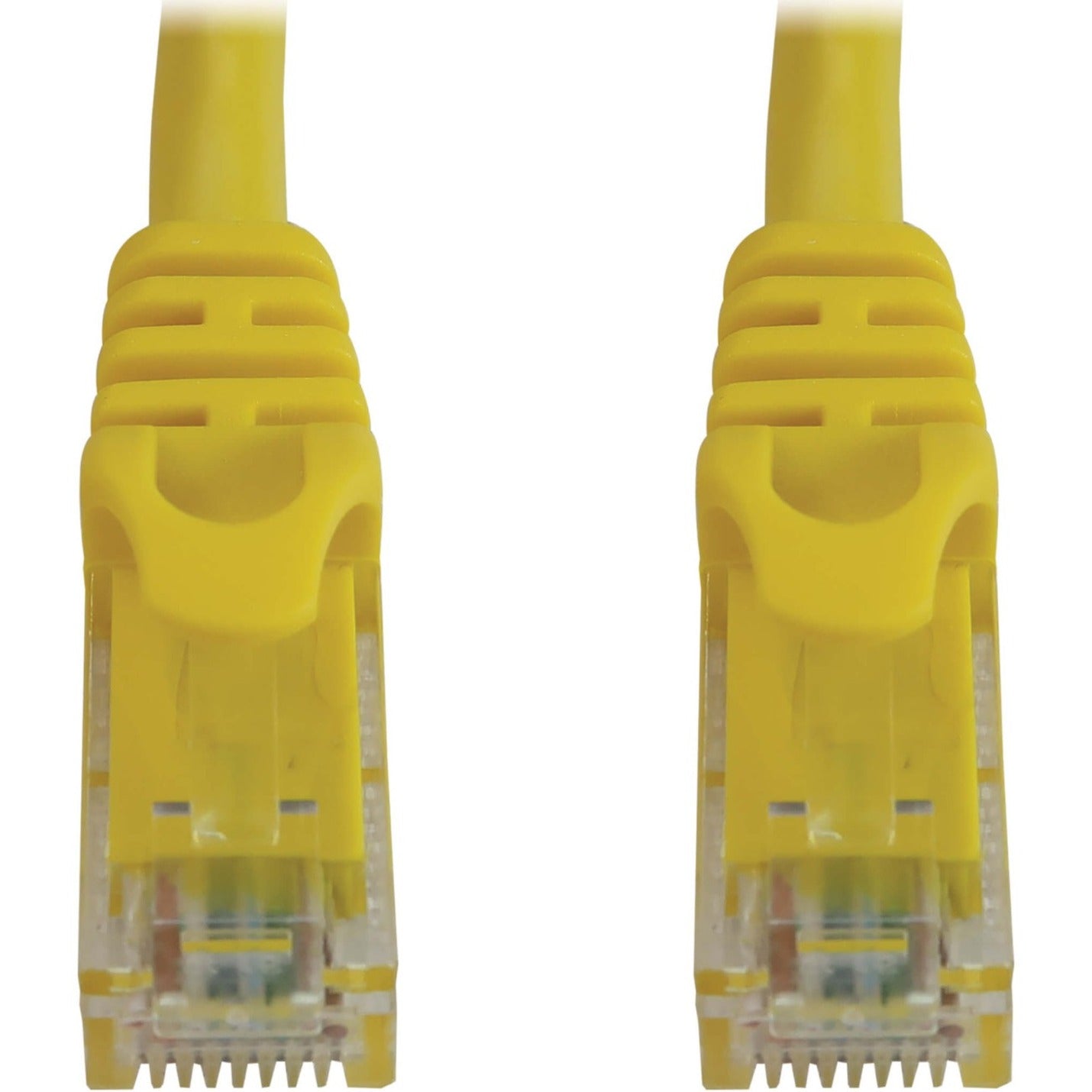 Close-up of yellow snagless RJ45 connector showing protective boot design-alternate-image2