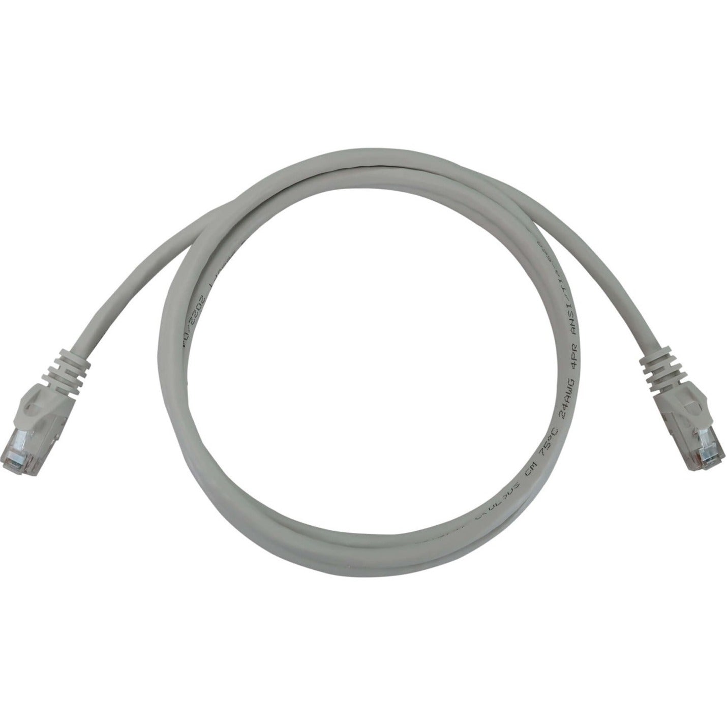 White Cat6a network cable with RJ45 connectors showing full cable length-alternate-image1