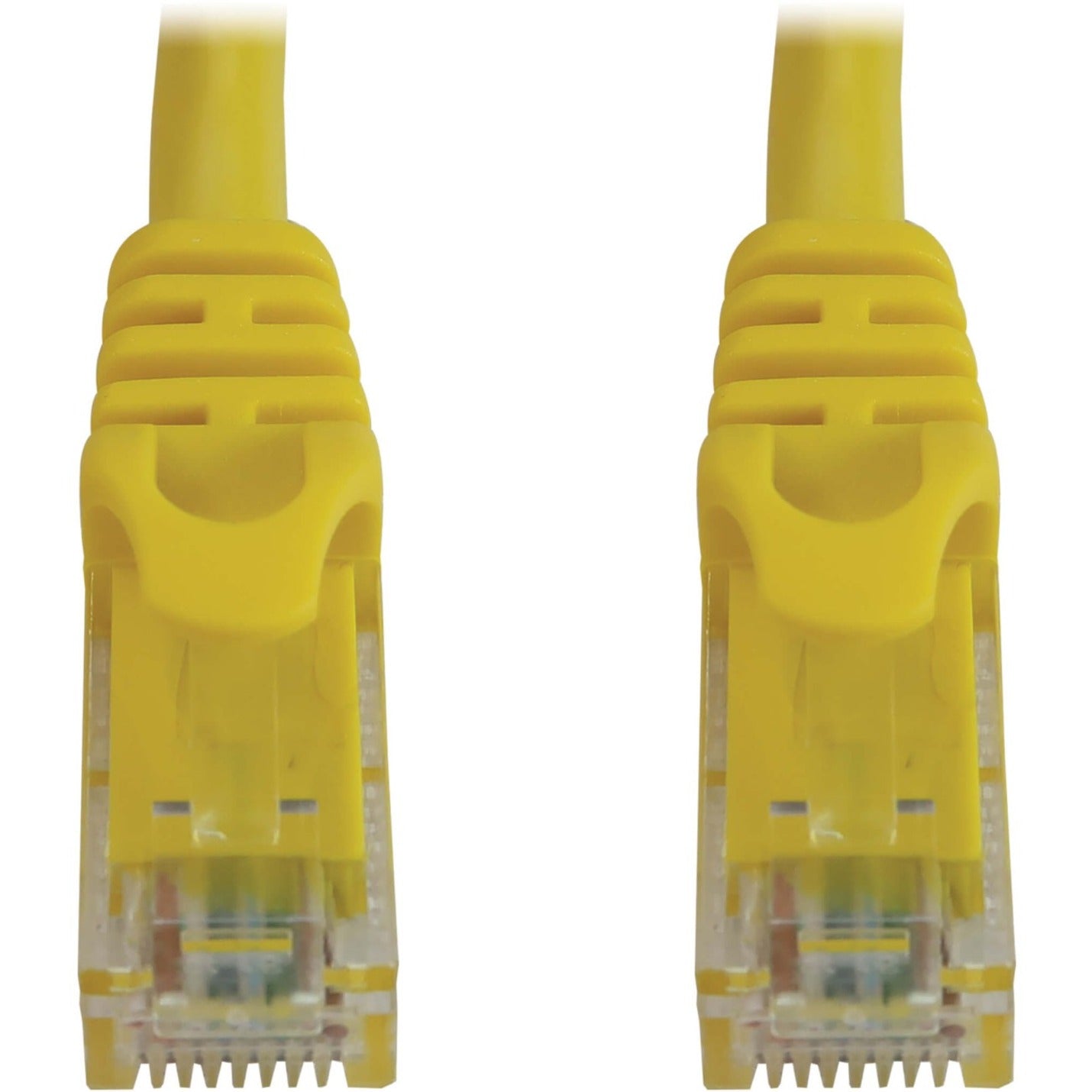 Close-up view of yellow snagless RJ45 connector showing protective boot design-alternate-image2