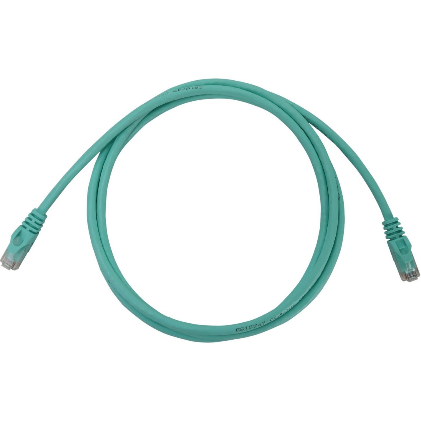 Tripp Lite Cat6a aqua ethernet cable with snagless RJ45 connectors, full cable view-alternate-image1