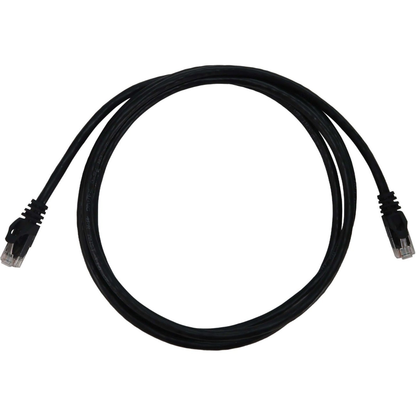 Black Cat6a network cable with RJ45 connectors showing full cable length-alternate-image1