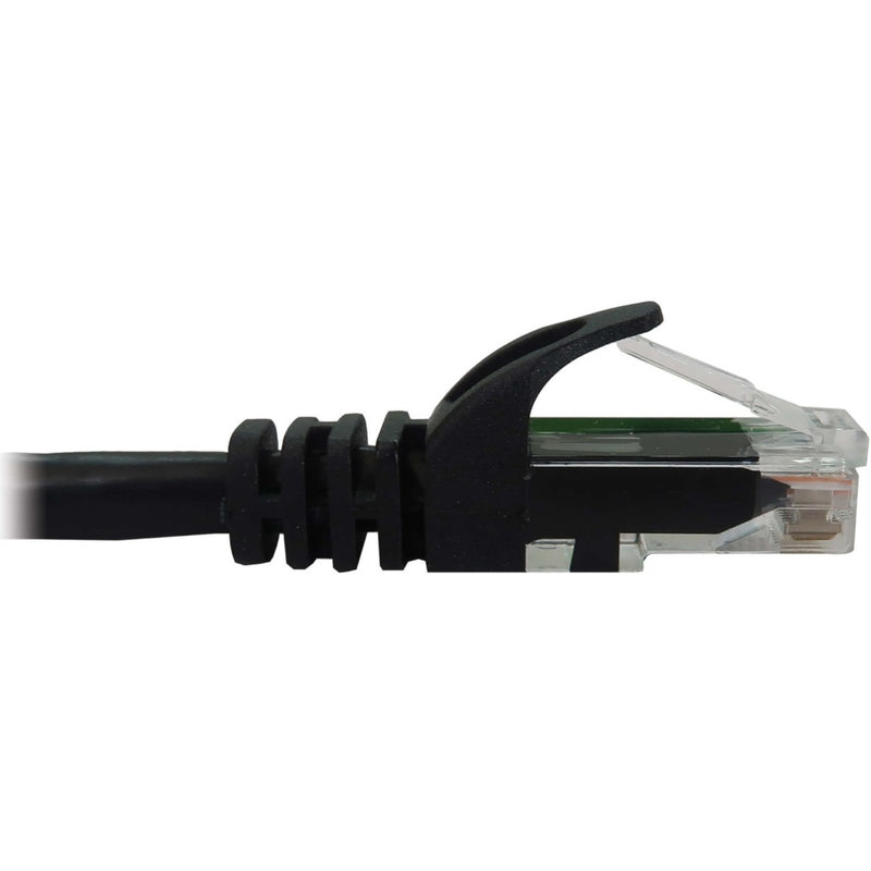 Side view of RJ45 connector showing strain relief boot design