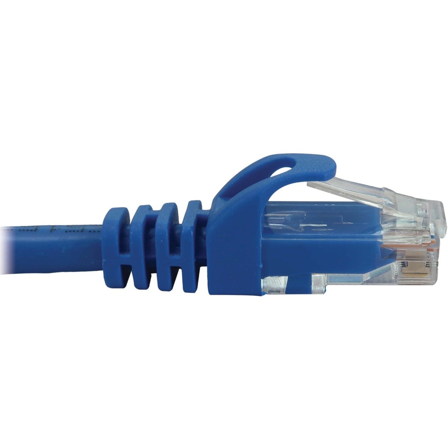 Side view of ethernet cable connector showing snagless boot design and strain relief-alternate-image3