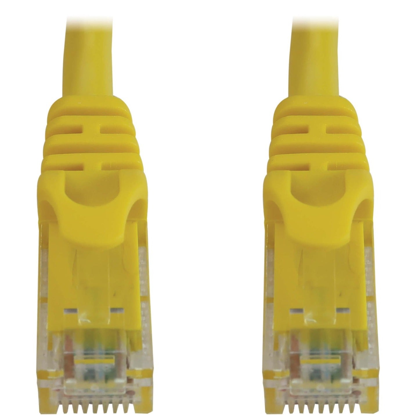 Close-up view of yellow snagless RJ45 connector showing protective boot design-alternate-image2