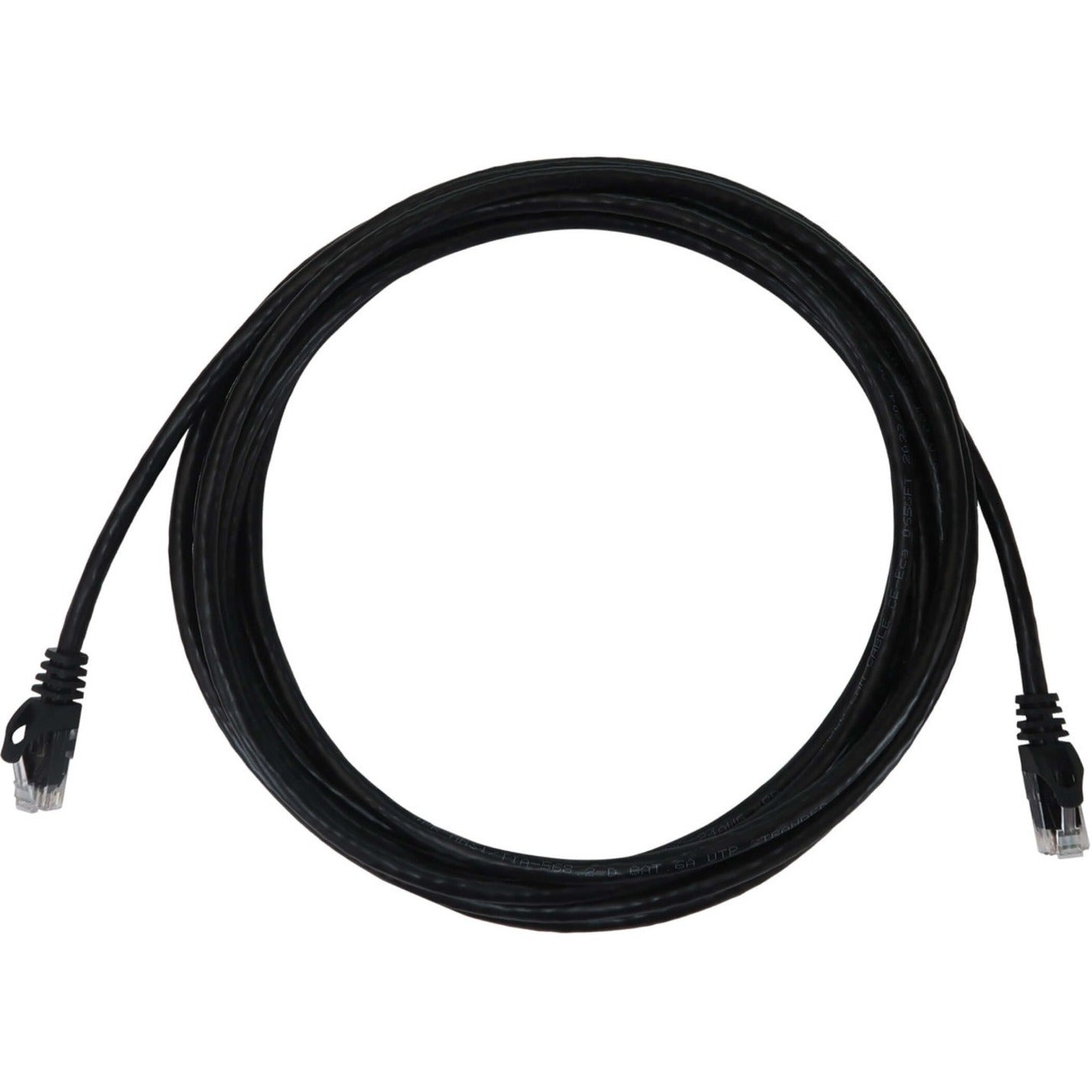 15-foot black Cat6a network cable with RJ45 connectors coiled in circular shape-alternate-image1