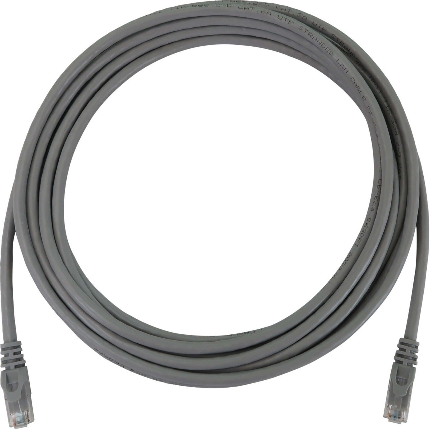 Gray Cat6a network cable coiled showing full 15-foot length with RJ45 connectors-alternate-image1