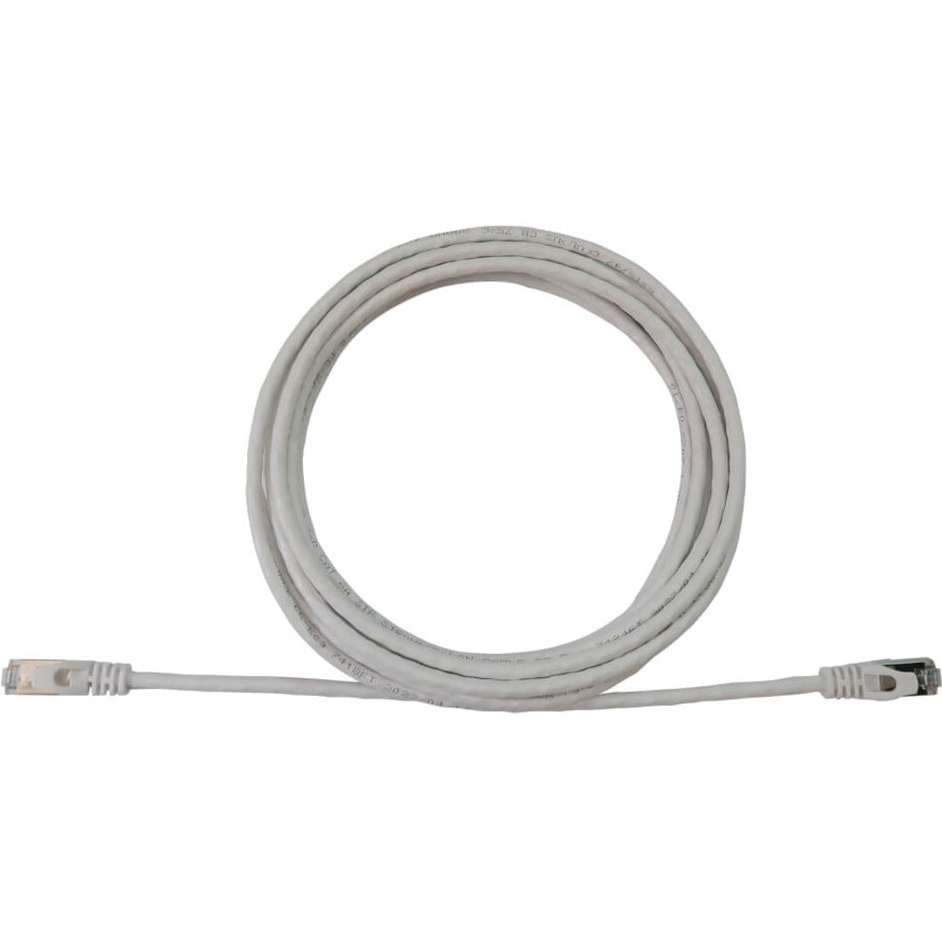 White Cat6a network cable coiled in circular shape showing full length and connectors-alternate-image1