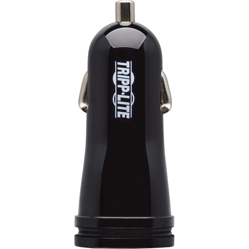 Full view of Tripp Lite car charger showing durable construction and branding