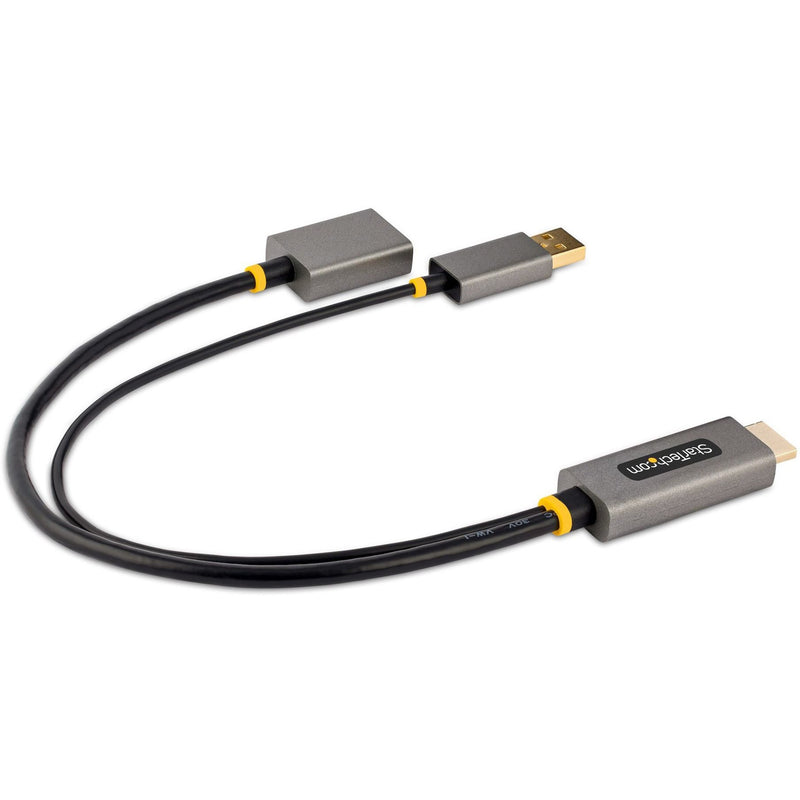 Side view of StarTech.com HDMI to DisplayPort adapter showing cable flexibility and strain relief design