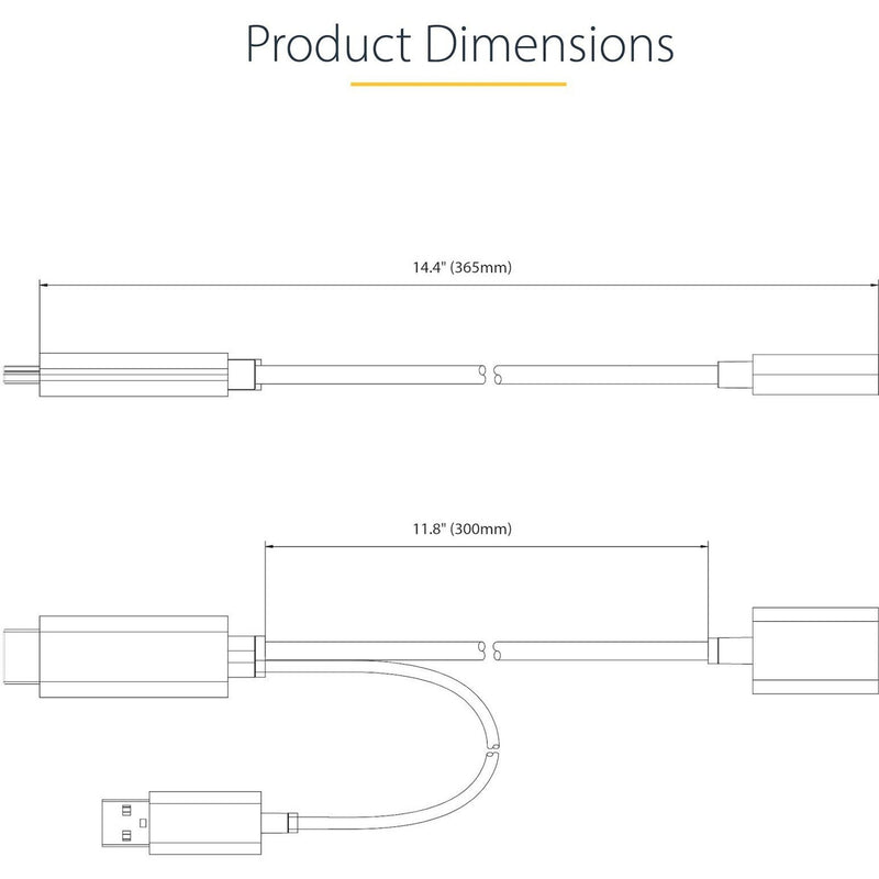 Technical drawing showing precise dimensions of the HDMI to DisplayPort adapter