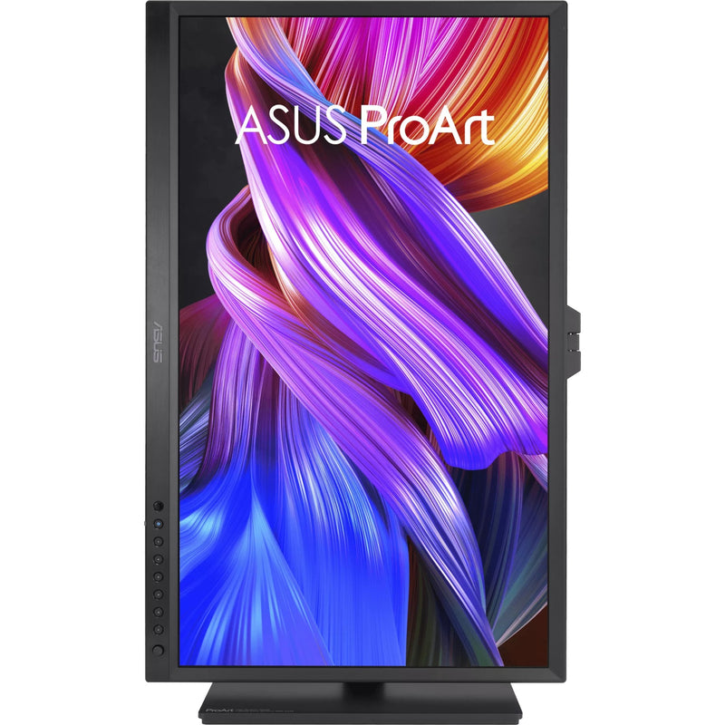 ASUS ProArt PA32DC in portrait orientation showing vertical display capabilities