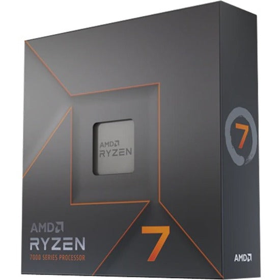 AMD Ryzen 7 7700X processor retail box featuring dark gray color scheme with orange geometric accents and Ryzen 7 branding-alternate-image1