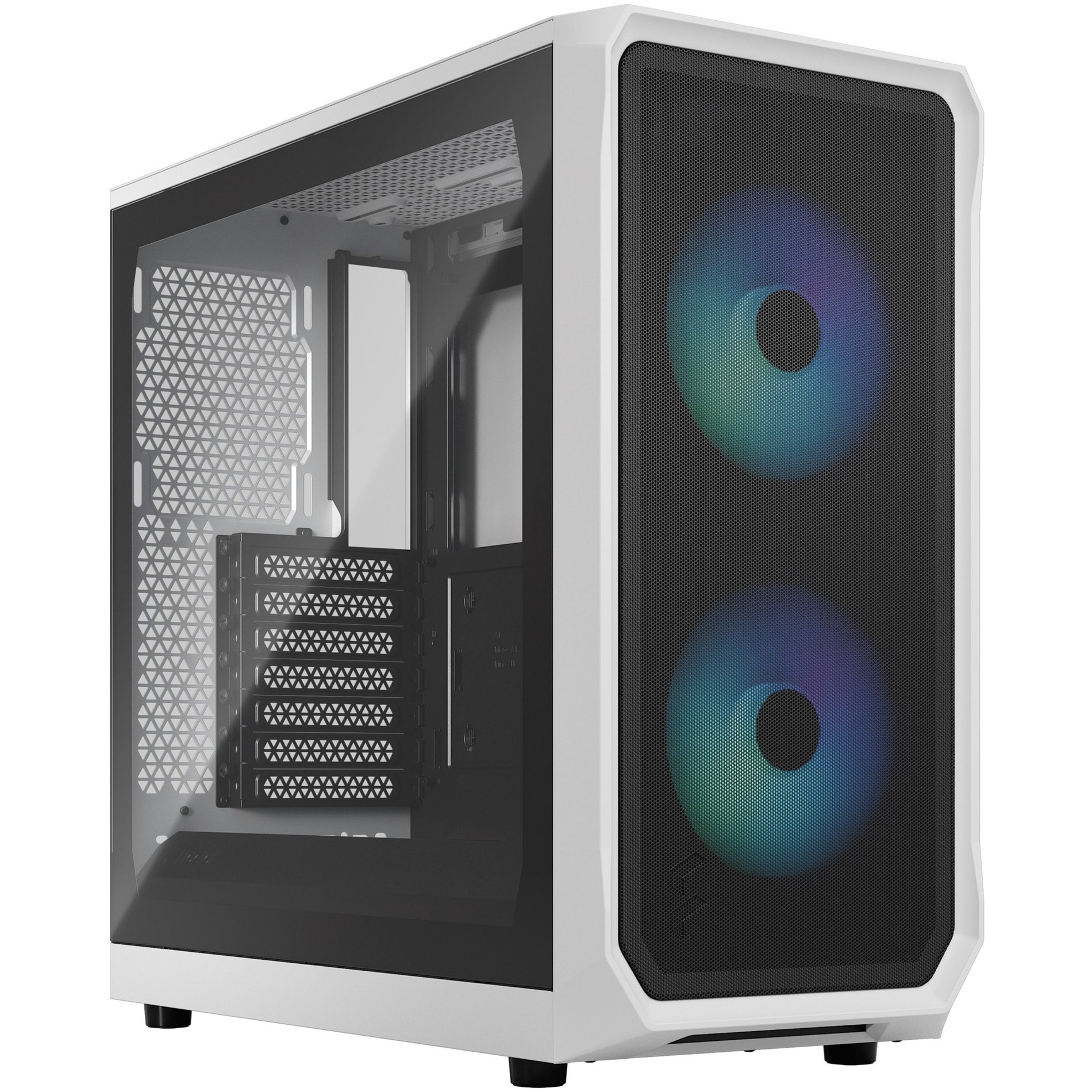 Fractal Design Focus 2 RGB PC case in white featuring dual RGB fans and tempered glass side panel-alternate-image1