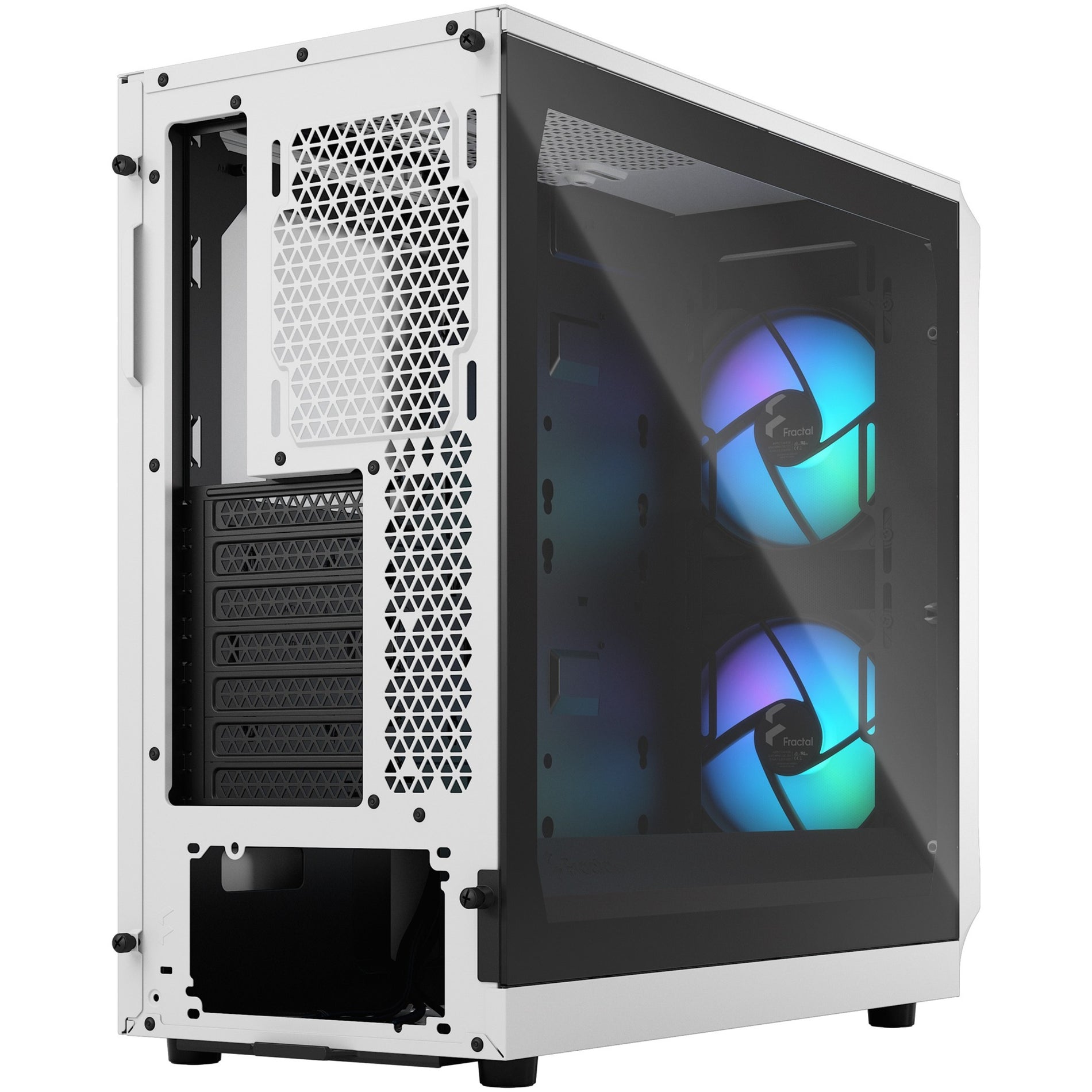 Angled view of Focus 2 RGB case highlighting fan configuration and lighting-alternate-image9