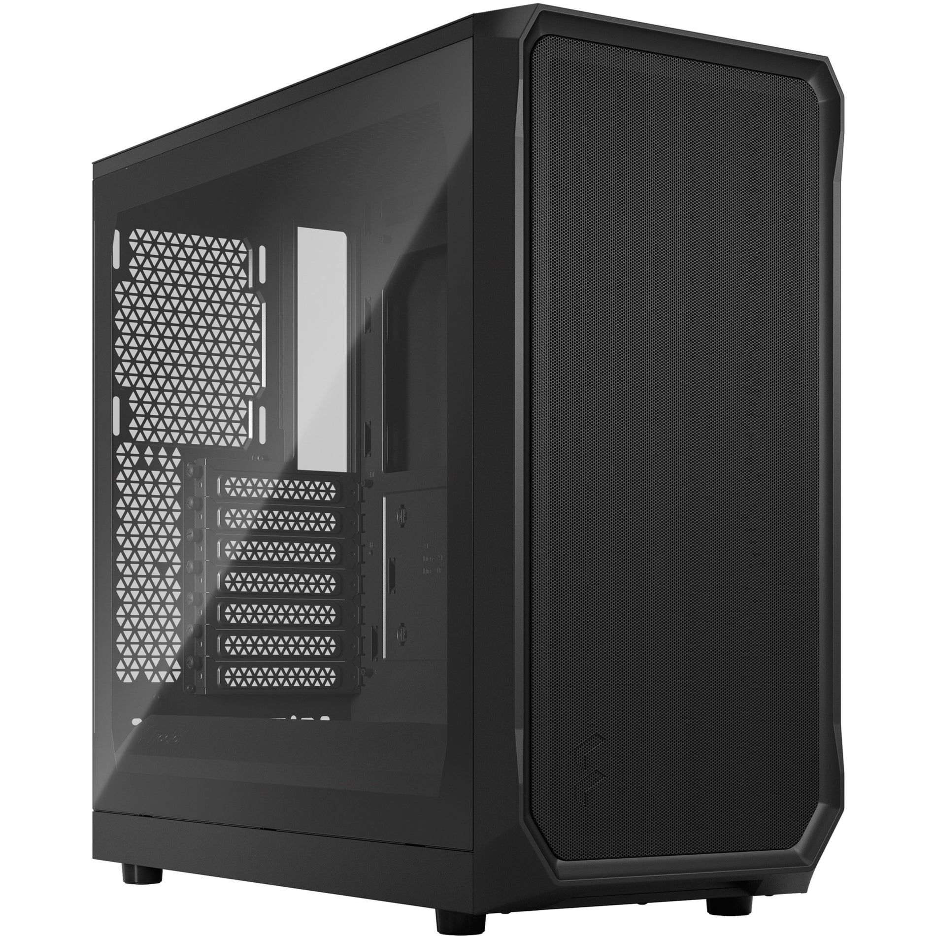 Fractal Design Focus 2 computer case front view showing tempered glass panel and mesh ventilation-alternate-image1