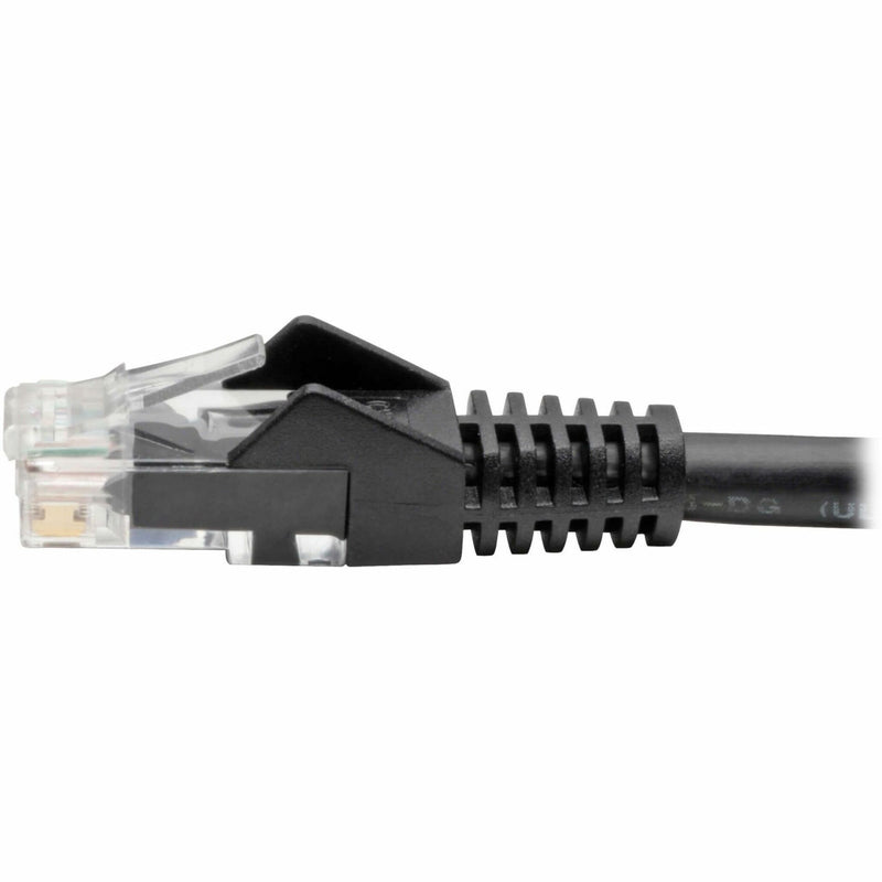 Detailed view of Cat6 cable RJ45 connector showing contact alignment