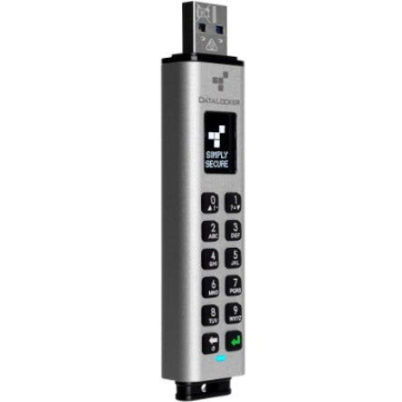 Full view of K350 encrypted USB drive with all features visible