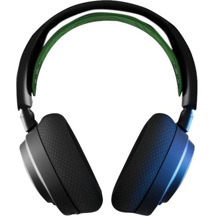 Side profile of Arctis Nova 7X headset displaying dual-tone color scheme and memory foam ear cushions-alternate-image2